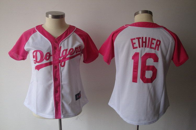 Women 2017 MLB Los Angeles Dodgers #16 Ethier Pink Splash Fashion Jersey